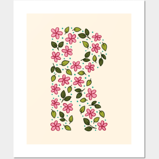 Floral Monogram Letter R Posters and Art